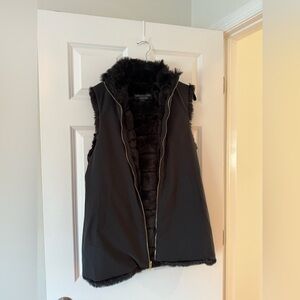 Fabulous Furs Elegant Black Faux Fur Vest